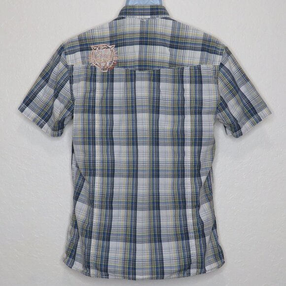 Hilfiger Denim* Men's Short Sleeve Snap Down Straight Hem Chest Pockets Shirt~XL - Picture 2 of 14